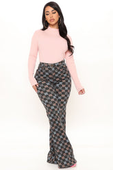 Flower Play Checkered Flare Jeans - Black/combo Ins Street